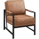 image 2 of Yaheetech Retro Accent Chair with Metal Arms Back Cushion Brown | Light Brown