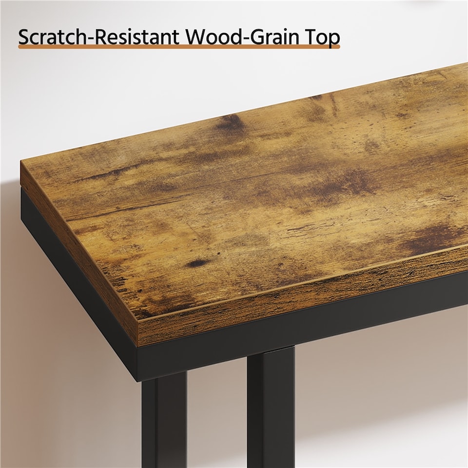 image 1 of Yaheetech Extended Console Table-Rustic Brown | Brown | Rustic Browm | 160 cm L × 20 cm W × 81 cm H | 1