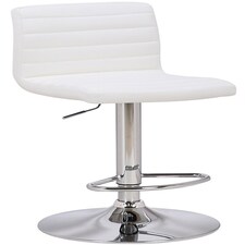 Florentino Single Leather Kitchen Bar Stool, Chrome Footrest, Adjustable Swivel Gas Lift, Breakfast Bar & Home Barstool, White