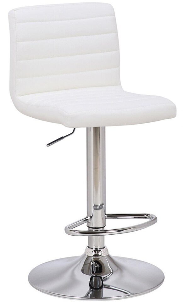 image 1 of Florentino Single Leather Kitchen Bar Stool, Chrome Footrest, Adjustable Swivel Gas Lift, Breakfast Bar & Home Barstool, White