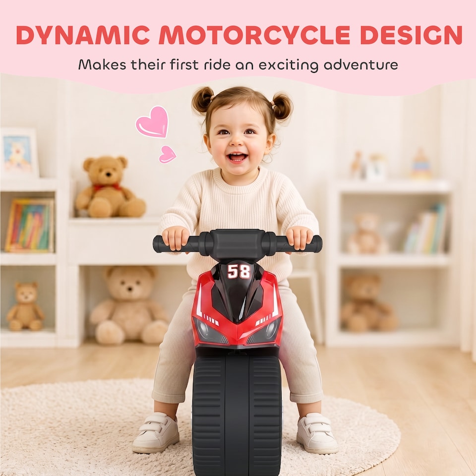 image 1 of AIYAPLAY Balance Bike for 18-36 Months with Music Extra-Wide Wheels Red