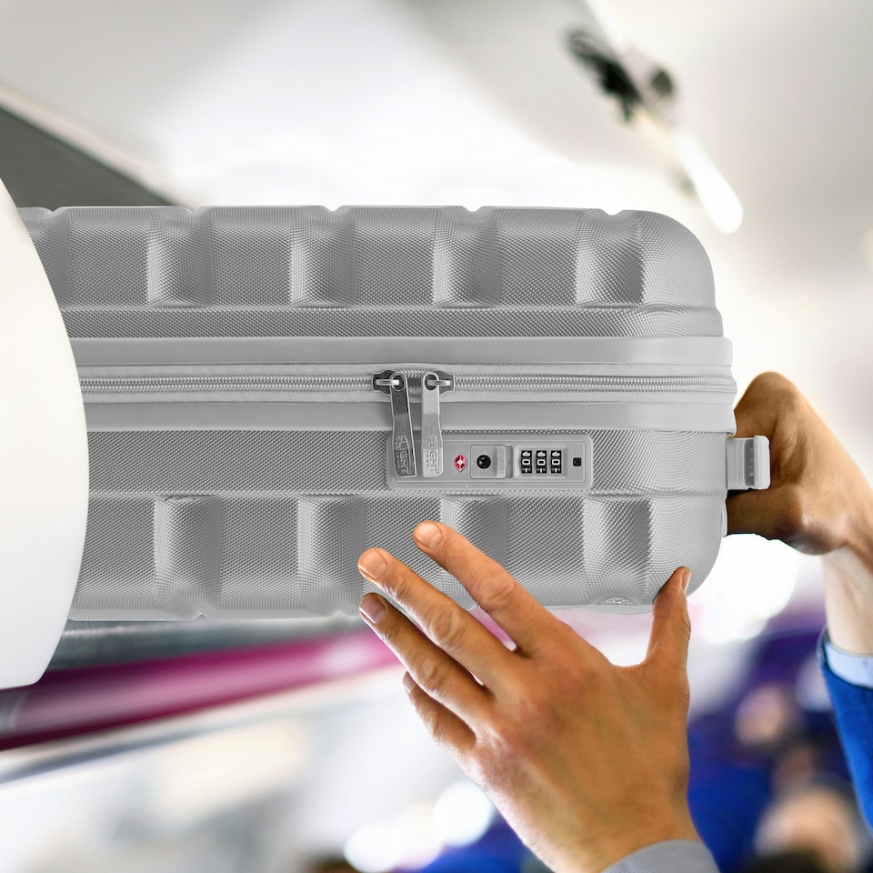 image 1 of Flight Knight Cabin Suitcase 55x35x20cm, Lightweight Carry On Bag - Over 100 Airlines- Ryanair, EasyJet, British Airways - Hand Luggage, ABS Hard Shell TSA Lock Silver | Silver | Cabin Bag