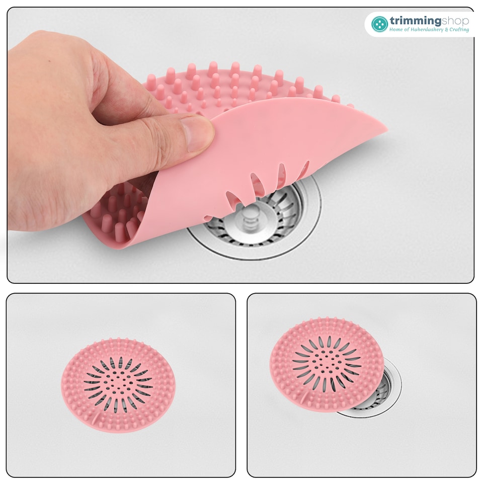 image 1 of Silicone Hair Catcher Shower Drain Guards - Pack of 5