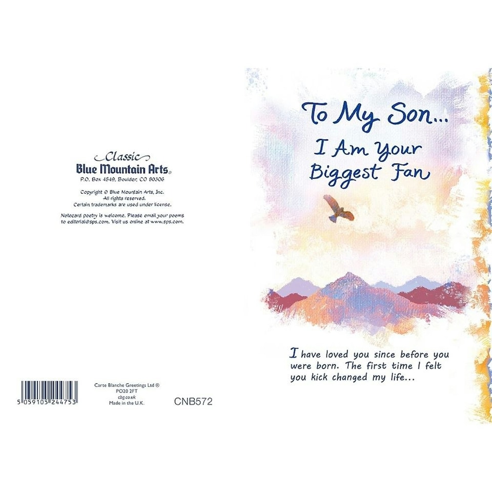 image 1 of To My Son Your Biggest Fan Sentimental Verses Keepsake Greeting Card