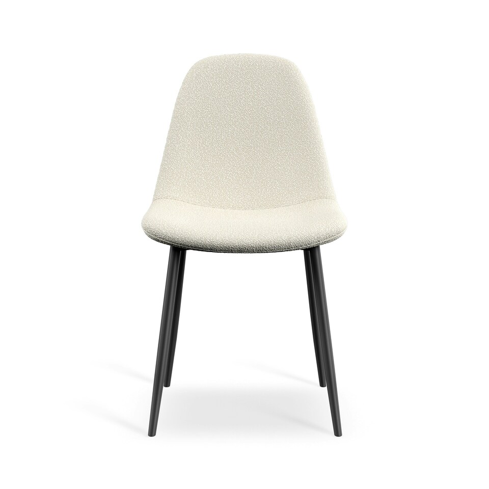 image 1 of Set Of 2 Maya Boucle Dining Chair Modern Padded Seat Metal Legs Kitchen White | Ivory White