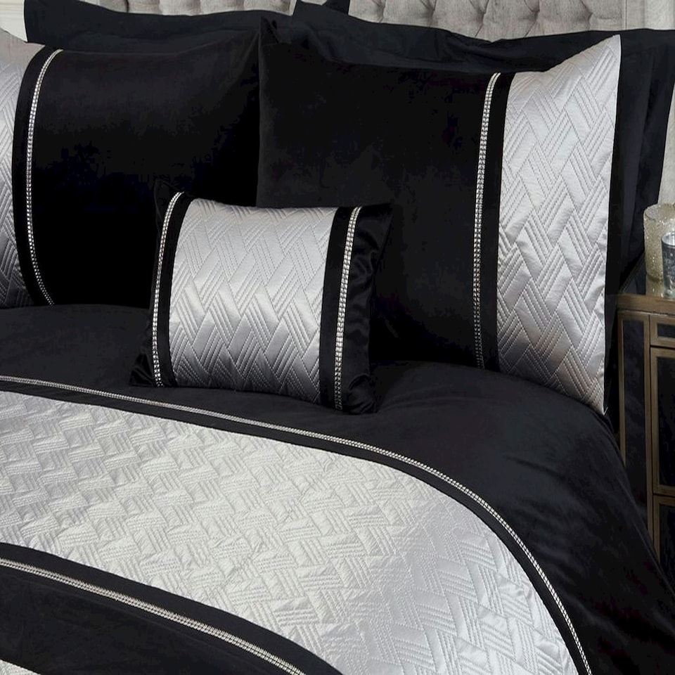 image 1 of Capri Polycotton Duvet Cover Set With Pillowcase Silver | Single