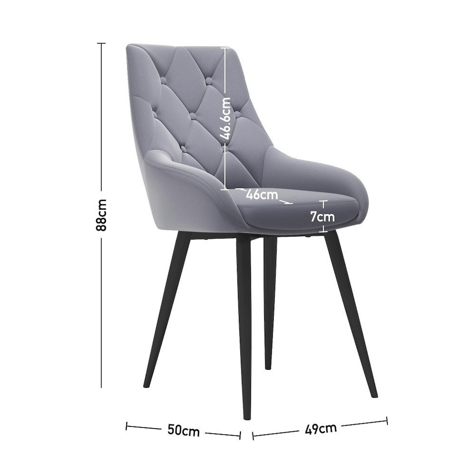 image 1 of Living and Home Velvet Metal Legs Button Upholstered Dining Chair - Set of 2