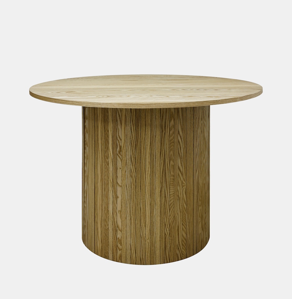 image 1 of OHS Madison Ribbed Round Dining Table Wood Effect