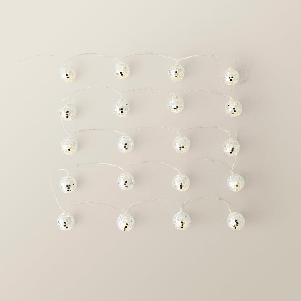 image 1 of ValueLights String Lights Mirror Silver String Light and Integrated LED 1W Warm White 1000K Bulb