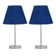 image 1 of Set of 2 Chrome Touch Operated Table Lamps with Navy Blue Shades