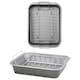 image 2 of 36cm Non-Stick Stainless Steel Curved Roasting Rack & Tray for Ovens Silver