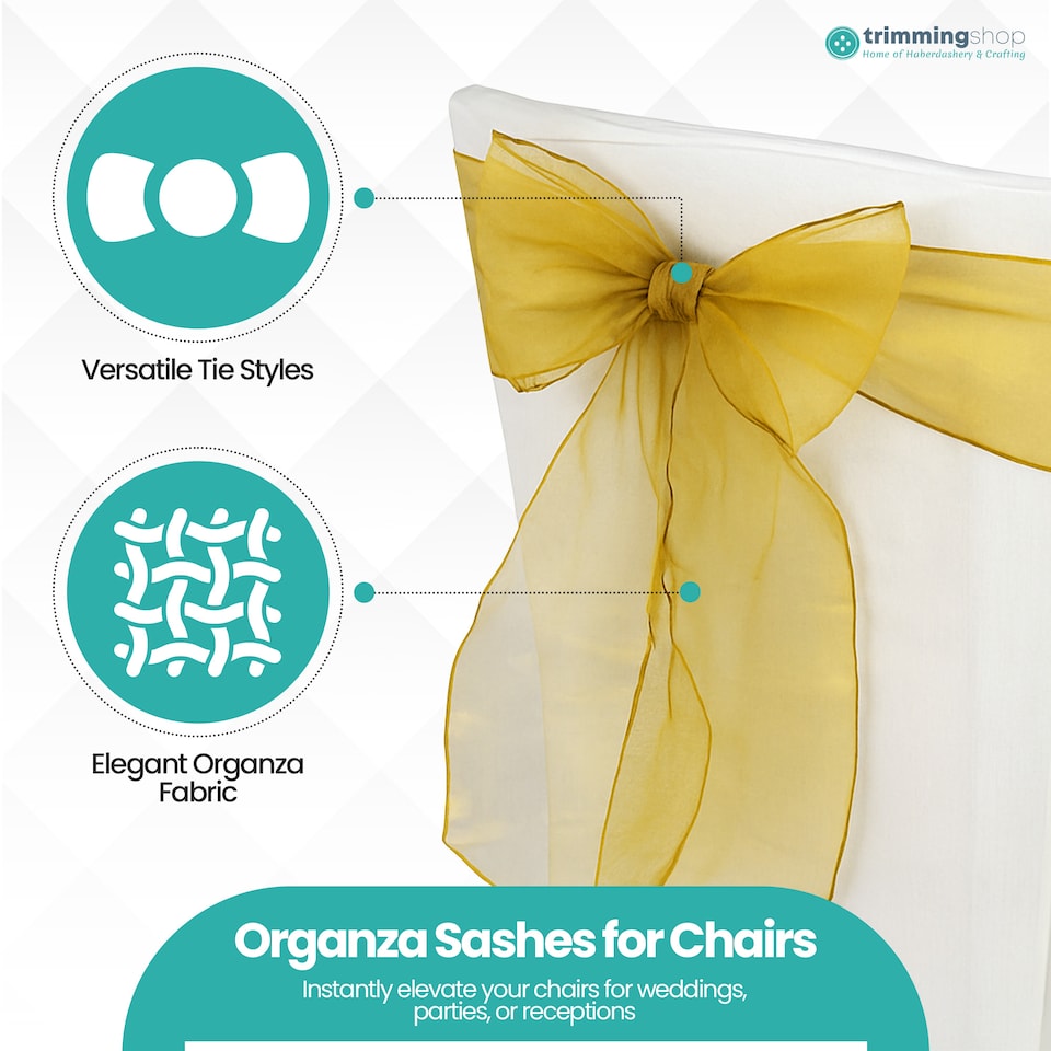 image 1 of 17 x 280cm Organza Chair Sashes, Sheer Sash Ties - 25pcs