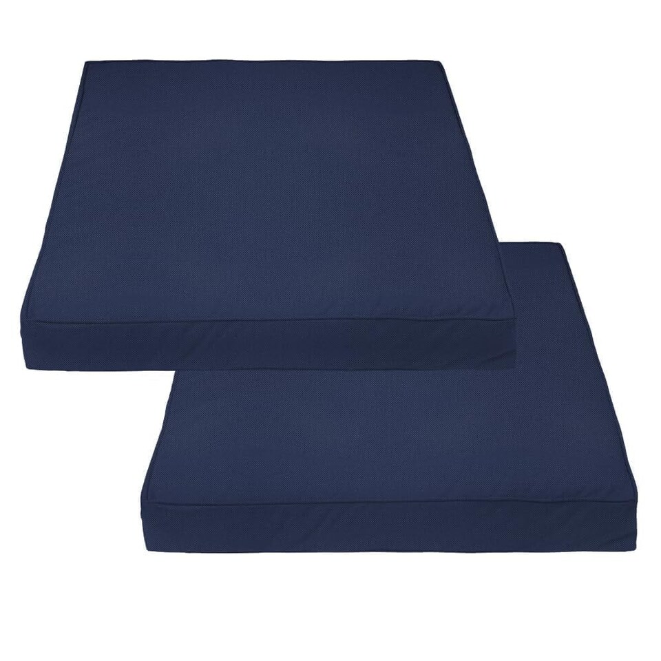 image 1 of Covers&All Square Cushion Slipcover for Patio Couch Sofa Seats Cover only, Pack of 2, 24in D x 24in W, Navy Blue
