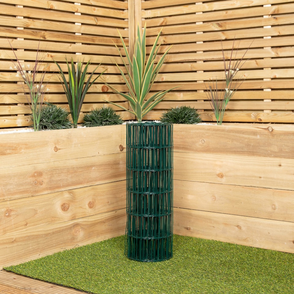 image 1 of 10m x 60cm of Green PVC Plastic Coated Metal Garden Border / Fence Green