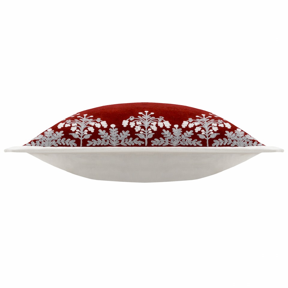 image 1 of Paoletti Embroidered Cushion, Red, 50 x 50cm