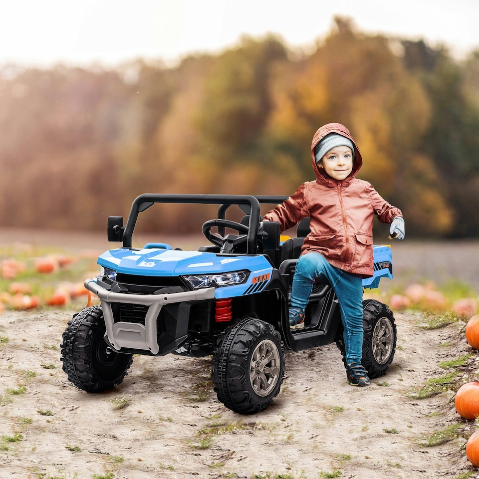 image 1 of HOMCOM 12V 2 Seater Kids Electric Ride-On Car w/ Electric Bucket - Blue
