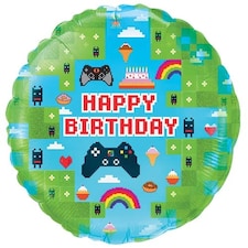 Happy Birthday Blox Game Round Shape Holographic Foil Helium Balloon 46cm / 18 in