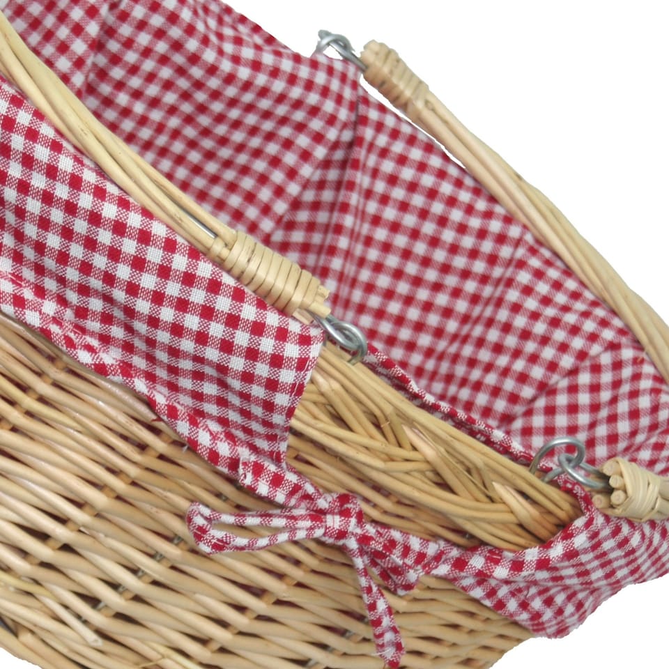 image 1 of Large Swing Handle Shopping Basket With Red and White Check | Red | Red Checked | L