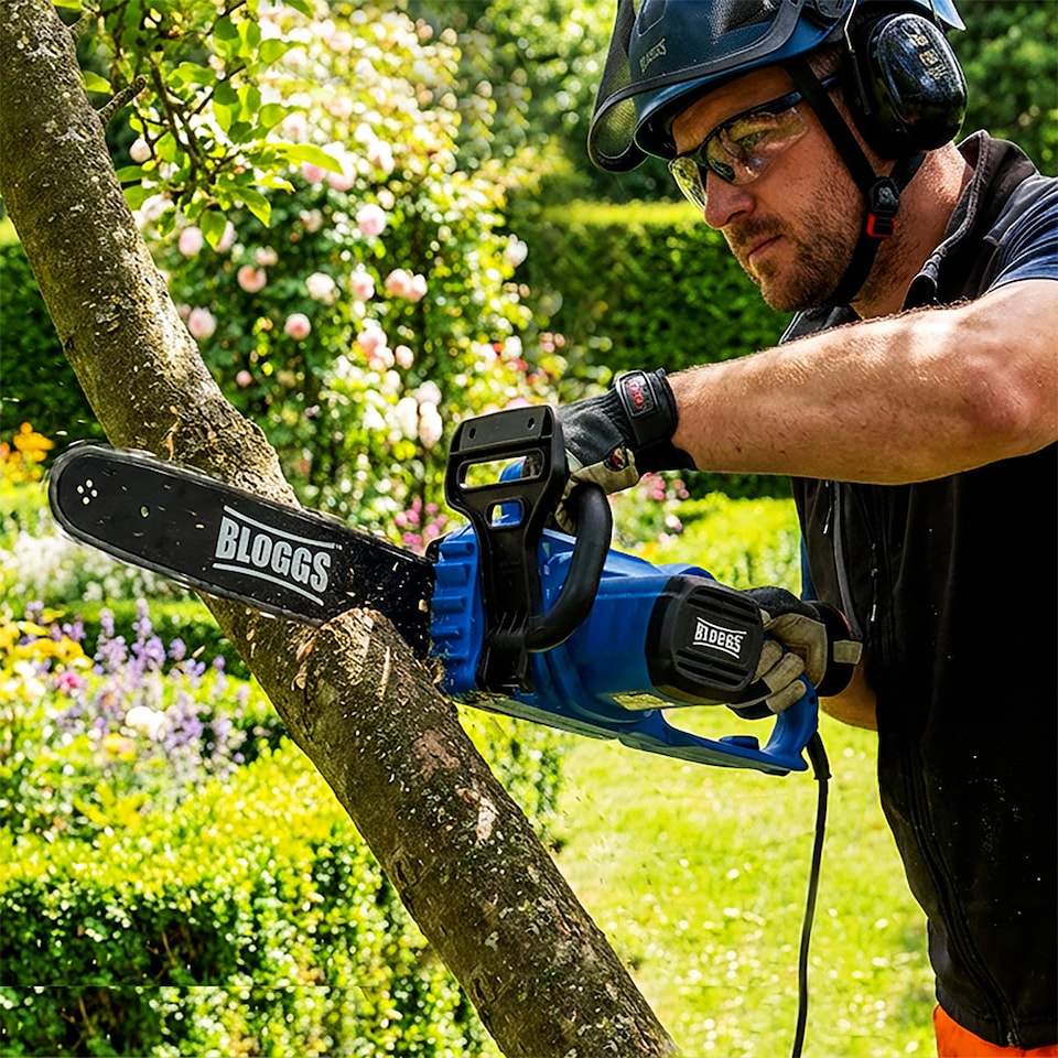 image 1 of Bloggs 1600W Electric Chainsaw, Log Cutting & Firewood Preparation, 14-inch Bar Length