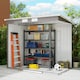 image 8 of Outsunny 7 x 4ft Lean to Garden Shed with Foundation Kit, Double Door and Vents, Outdoor Metal Storage Shed for Equipment Tools, Grey