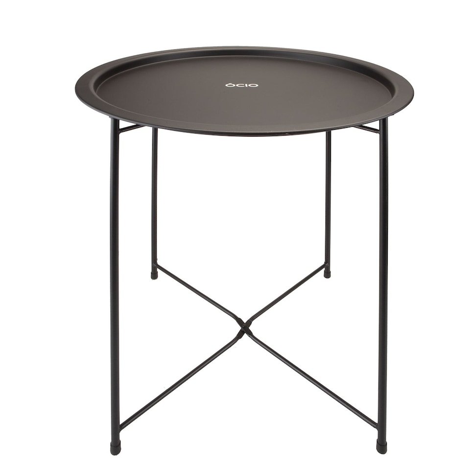 image 1 of vfm-estore Collapsible Round Side Table Tray - Strong Frame Black 46x52cm