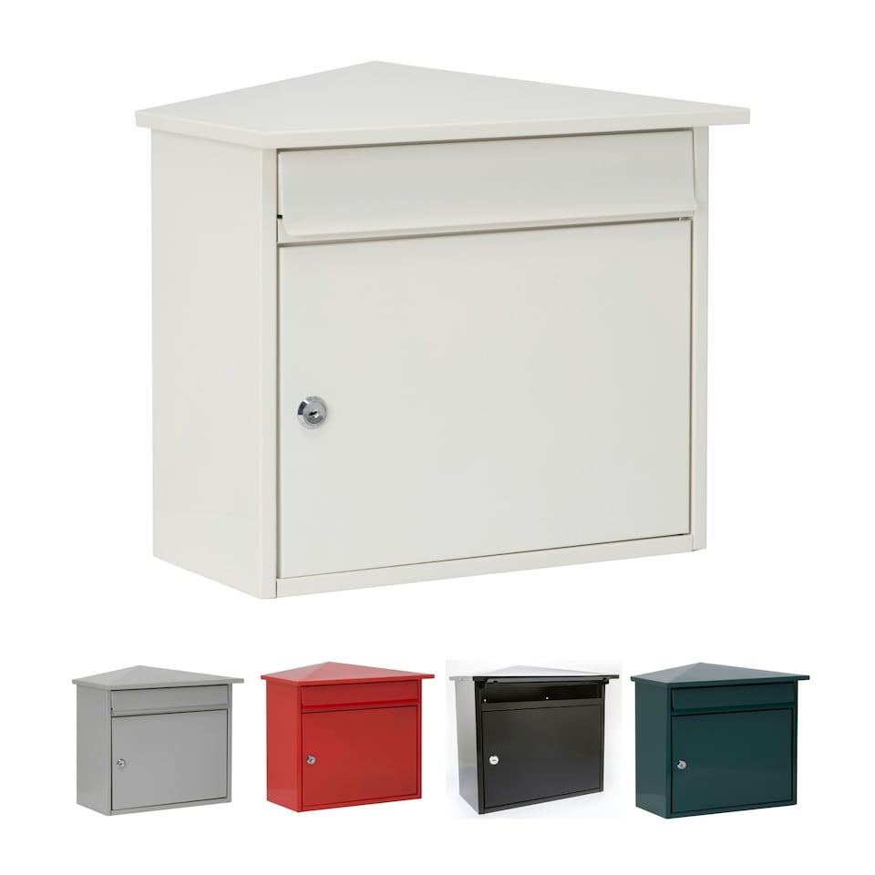 image 1 of Burg-Wachter Mersey Large Wall Mounted Galvanised Steel Post Box - 36x35x20cm White