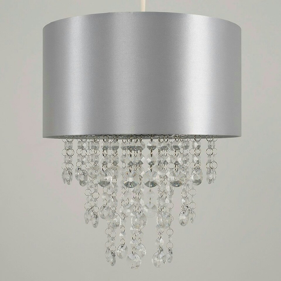 image 1 of ValueLights Jesmond Grey Ceiling Pendant Shade and B22 GLS LED 6W Warm White 3000K Bulb Grey