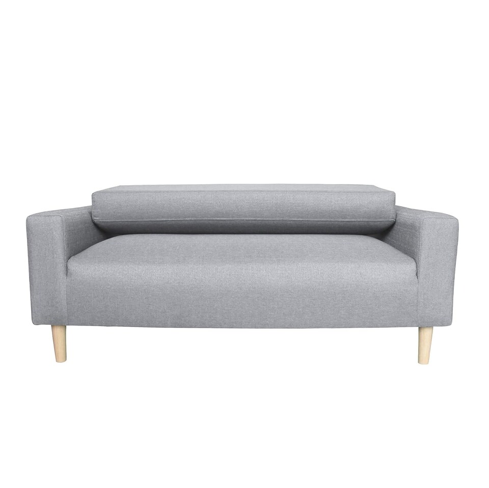 image 1 of Compact 2-Seater Scandi Loveseat with Wooden Legs - Light Grey | Grey | Light Grey | Two Seater | 1