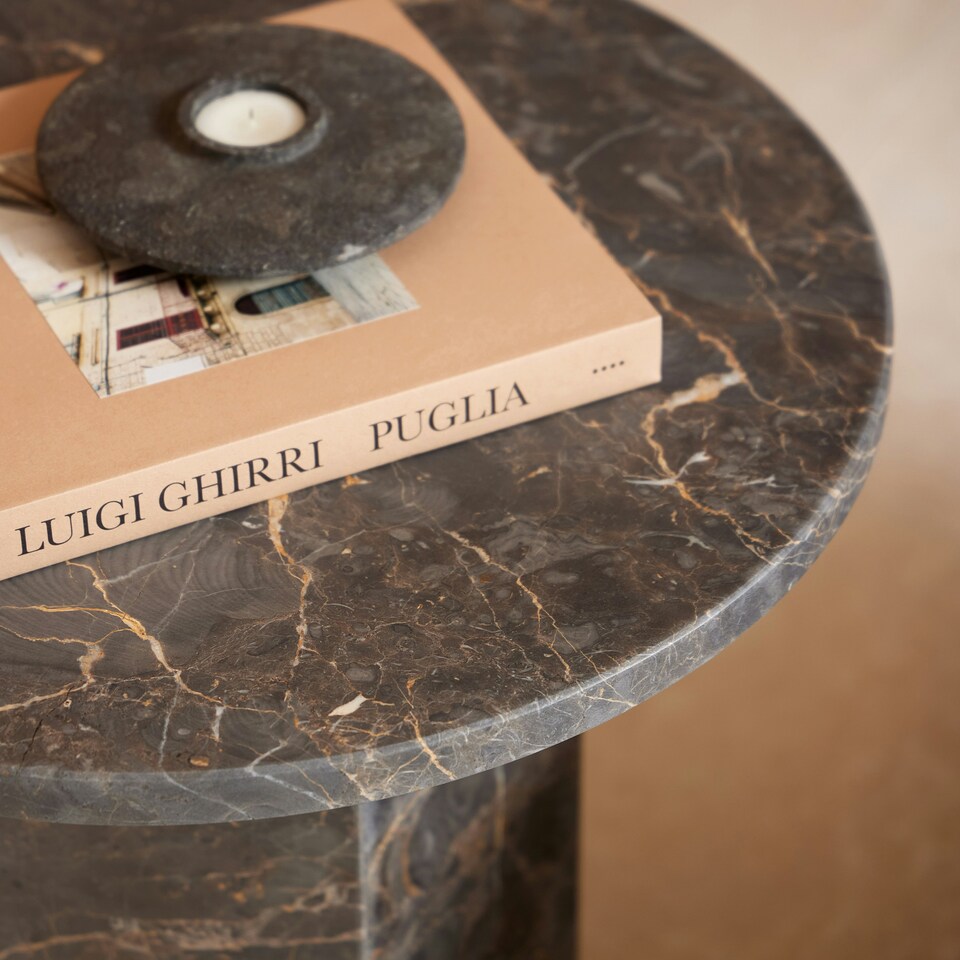 image 1 of Naxos Round Side Table In Marron Marble