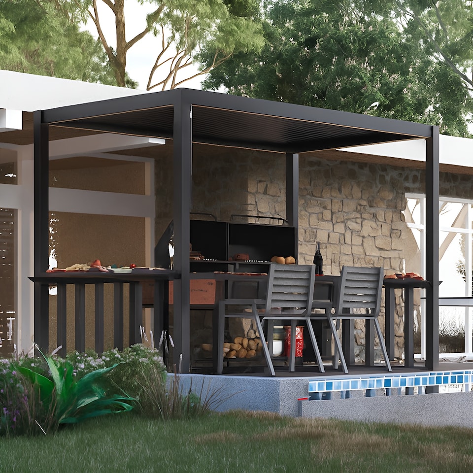 image 1 of Living 2.5m x 1.5m Deluxe BBQ Veranda Pergola  Louvered Shutter Roof