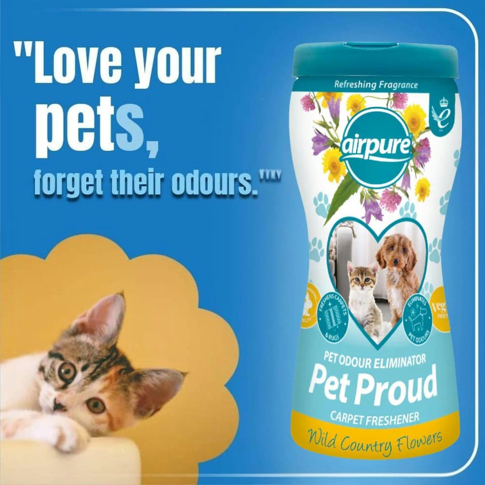 image 1 of Airpure Pet Proud Freshens Carpets Rug Freshener Elimainates Odours 500g Powdwe