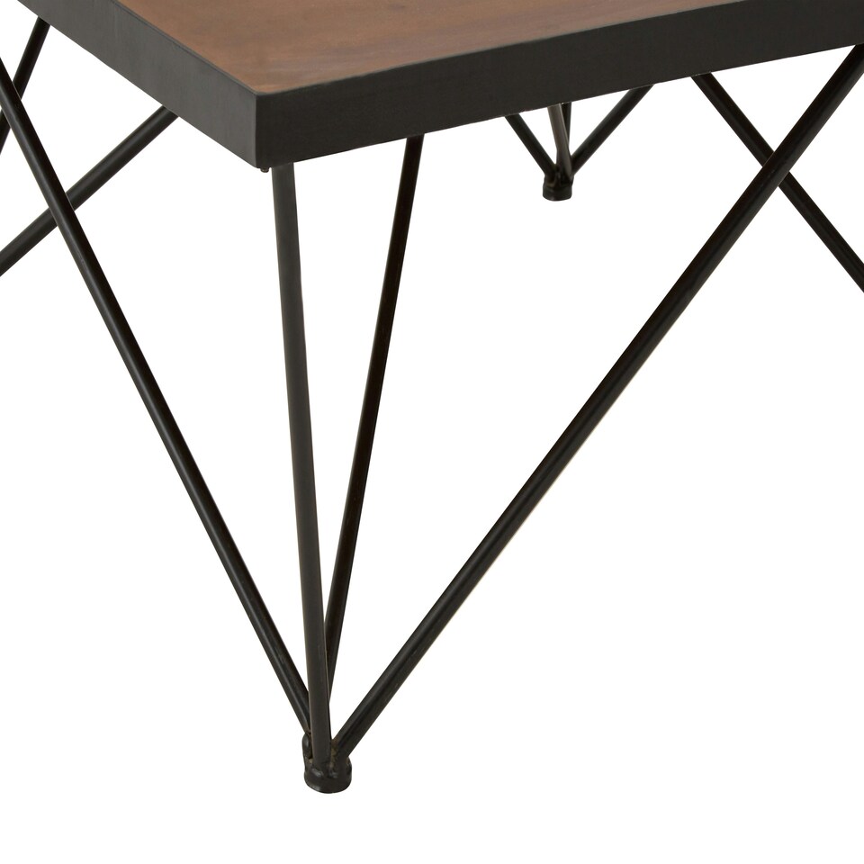 image 1 of Interiors by Premier Square Coffee Table, Wood and Metal Coffee Table, Industrial Coffee Table, Modern Black Iron Coffee Table Brown