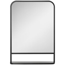 HOMCOM Modern Square Wall Mirror with Storage Shelf, 70 50 cm Mirrors for Living Room, Bedroom, Black