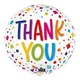 image 1 of Thank You Colourful Confetti Round Foil Helium Balloon 46cm / 18 in White