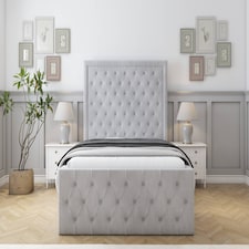 Sloomy Vienna Silver Naples Bed Frame With Mattress With 50" Upholstered Headboard 6' Super King