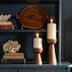 image 7 of Harvey Walnut Wooden Candle Holders Set of 2 N/A