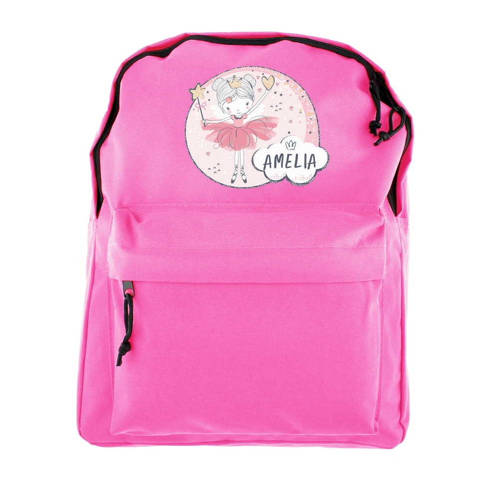 image 1 of Personalised Fairy Pink Backpack Pink