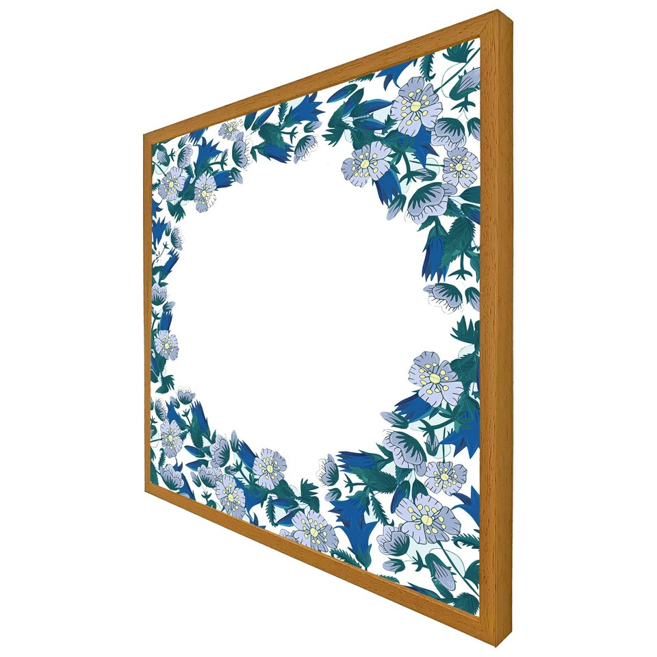 image 1 of Winter blue flowers (Picture Frame) Brown | XL