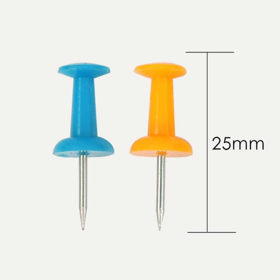 image 1 of Tub of 200 Assorted Colour Push Pins 25mm