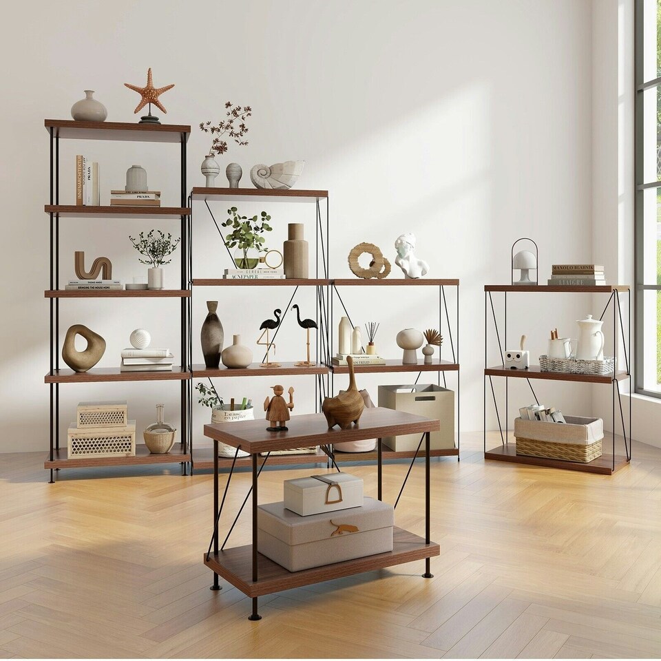 image 1 of COSTWAY 3-Tier Display Rack Industrial Storage Shelving Unit