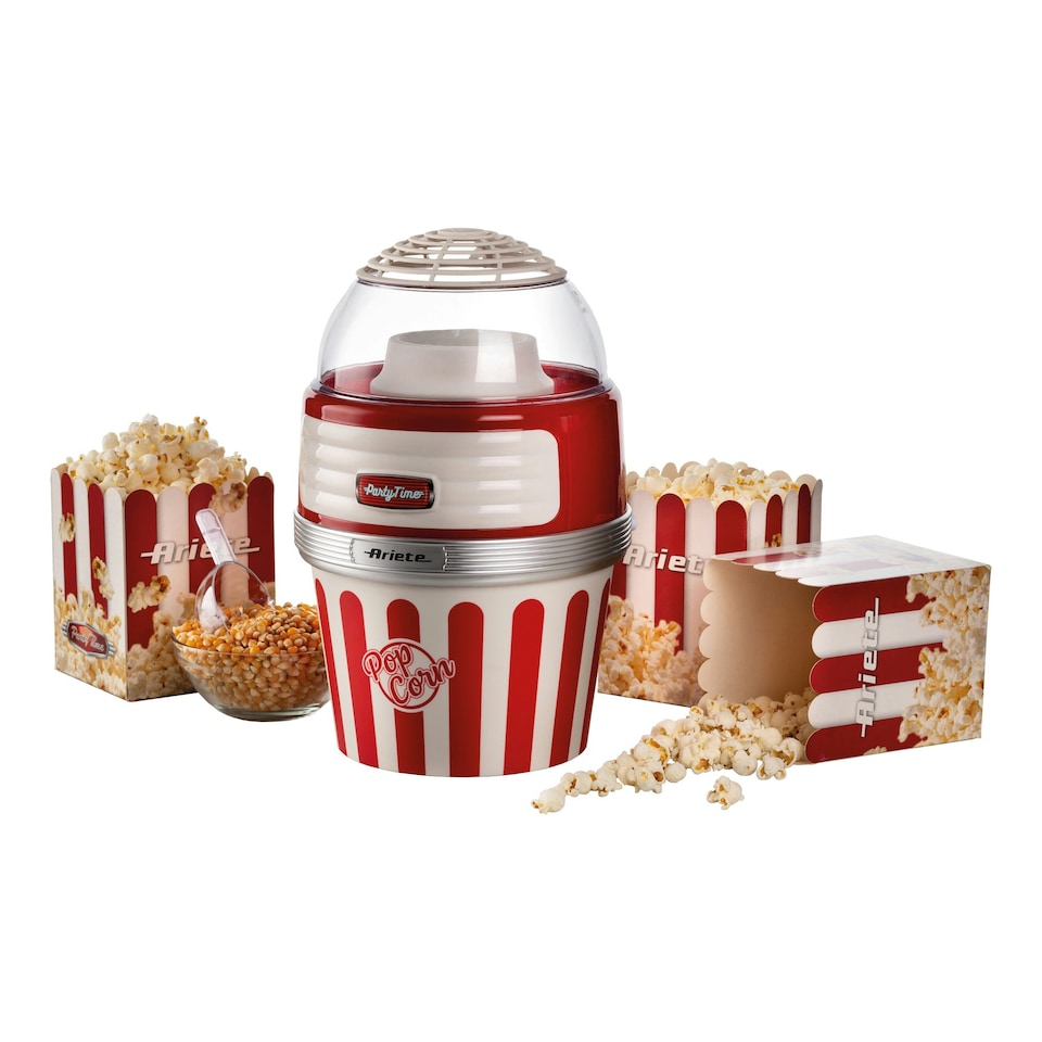 image 1 of Ariete 2957 Retro Style Popcorn Maker with Serving Bowl, Red