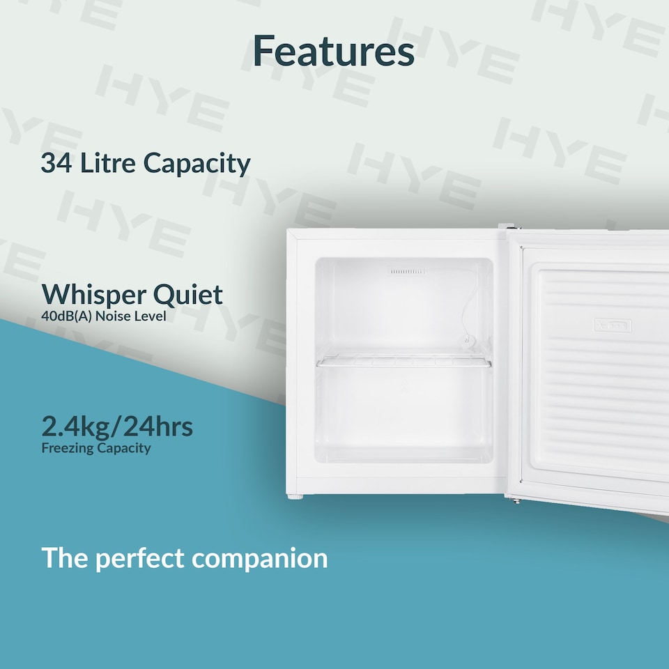 image 1 of HYE Small Mini Freezer Table Top, 34L, White - RF01MBFR34W01