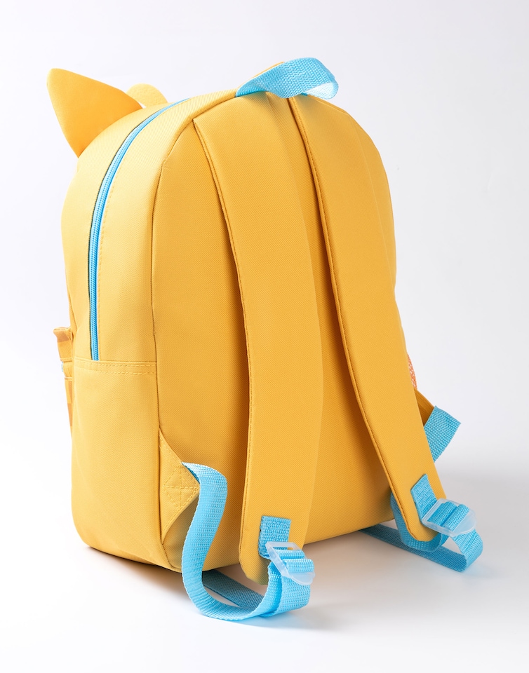 image 1 of Sonic the Hedgehog Kids 3D Tails Backpack - Yellow 'Time To Fly' Character Bag with Checkered Front Pocket - Zip Closure School Bag for Boys & Girls - Sonic Merch Rucksack | Yellow | Yellow