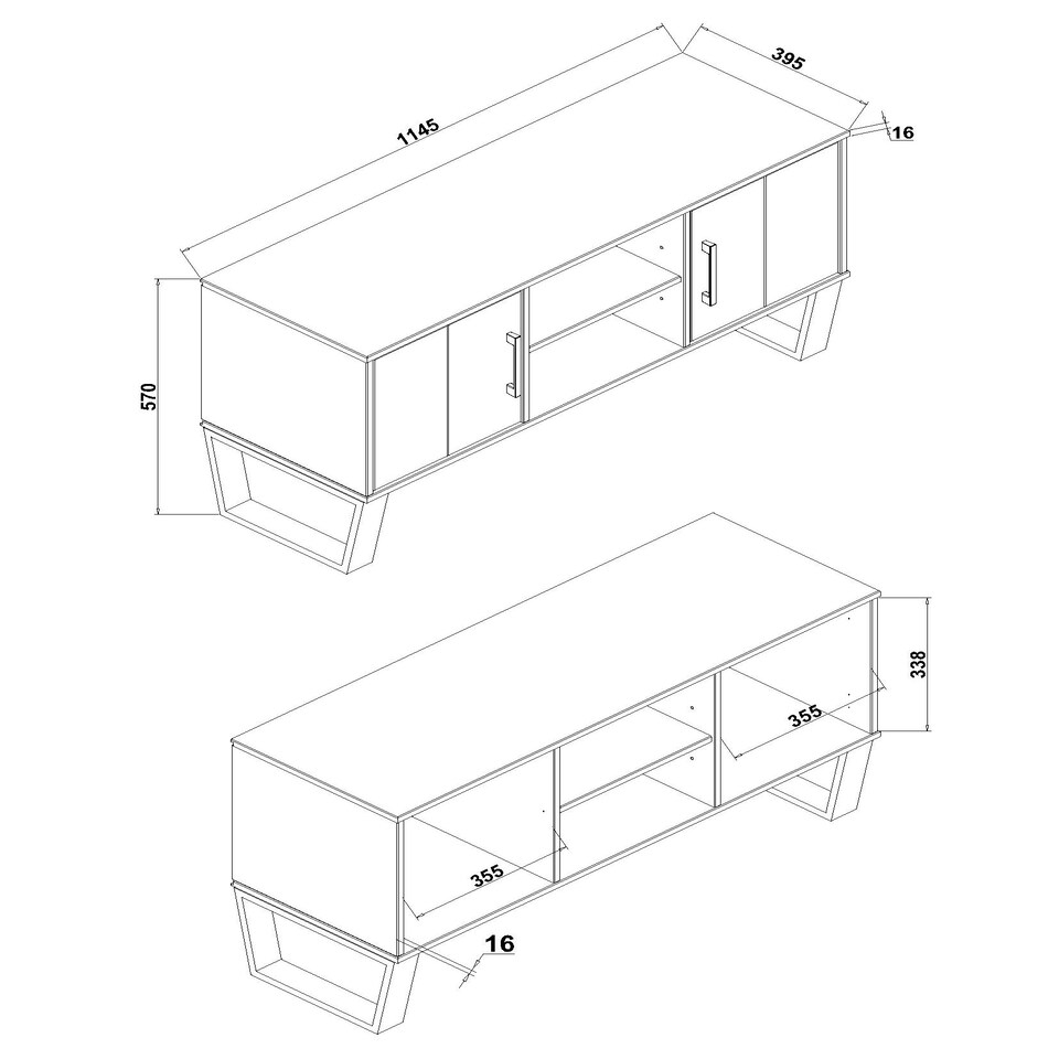 image 1 of Core Products Texas, 2 Door Flat Screen TV Unit H57cm x W114.5cm x D39.5cm Brown