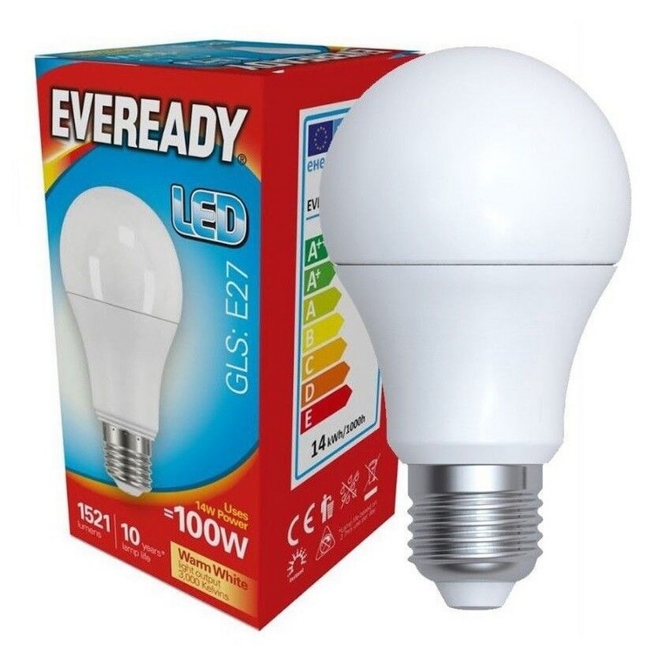 Eveready LED GLS E27 Bulb | White | Warm White | 1