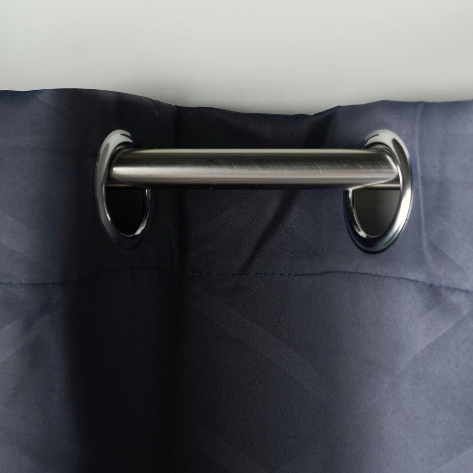 image 1 of OHS Geo Print Thermal Blackout Eyelet Curtains, 90x90" - Navy Blue