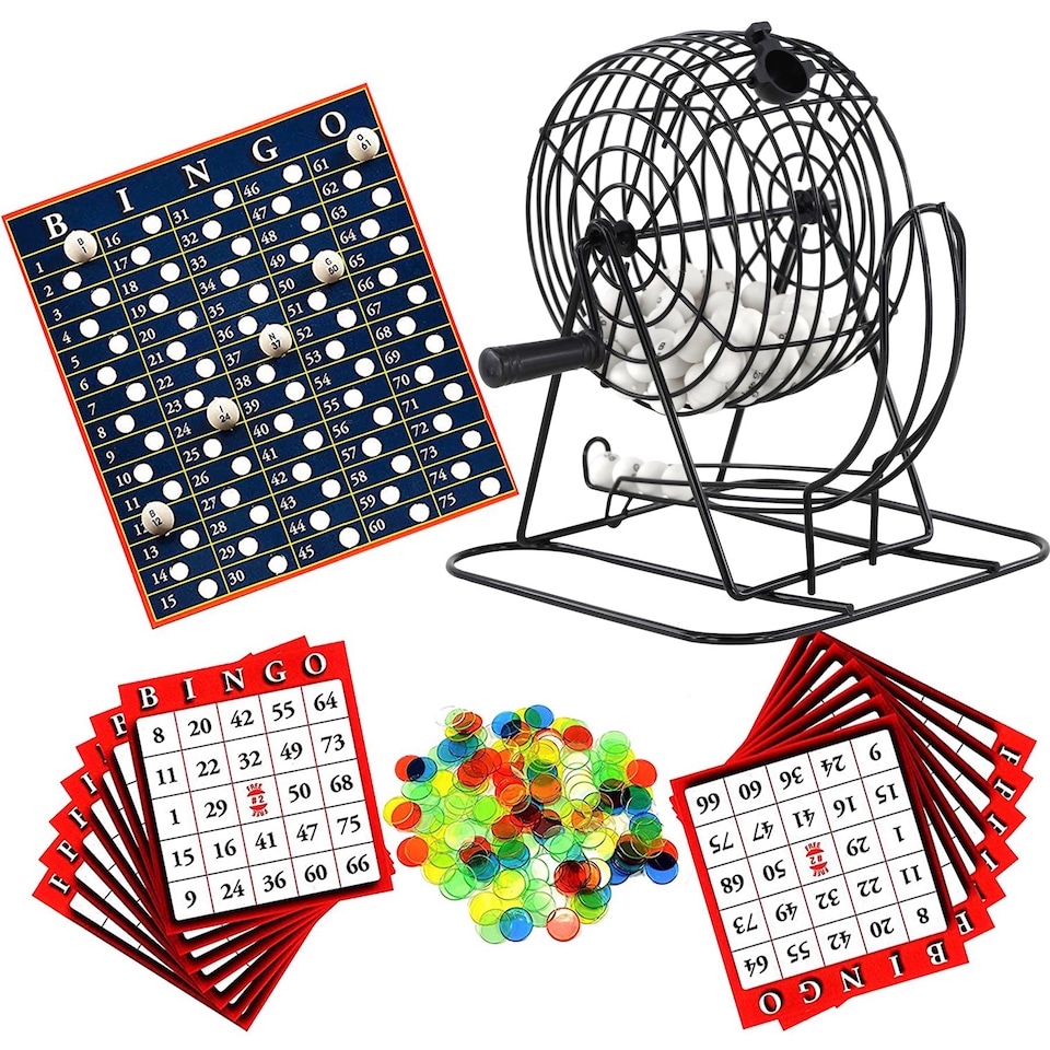 image 1 of The Magic Toy Shop Metal Cage Bingo Lotto Set Deluxe Family Party Game