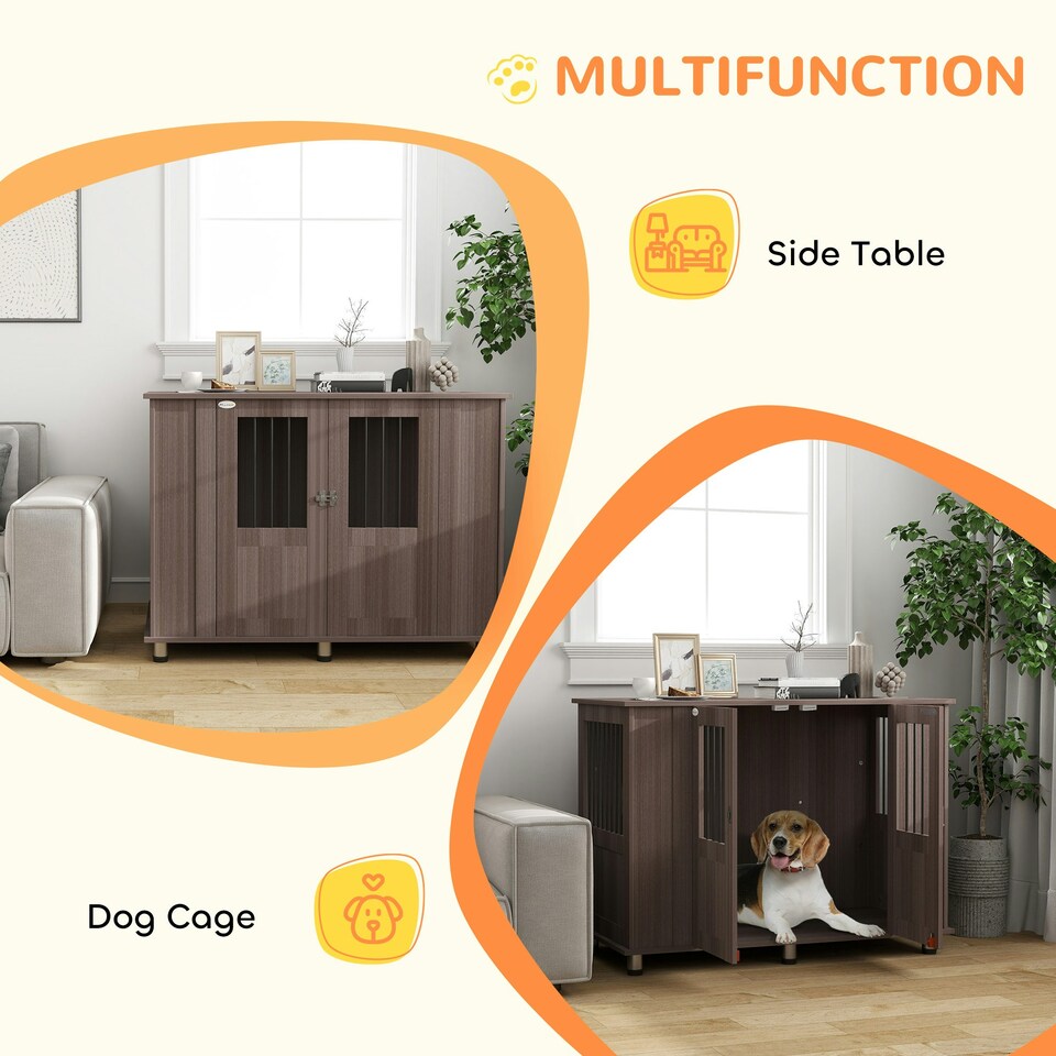 image 1 of PawHut Dog Crate Kennel Cage for Extra Large Dog, Indoor End Table, Purple