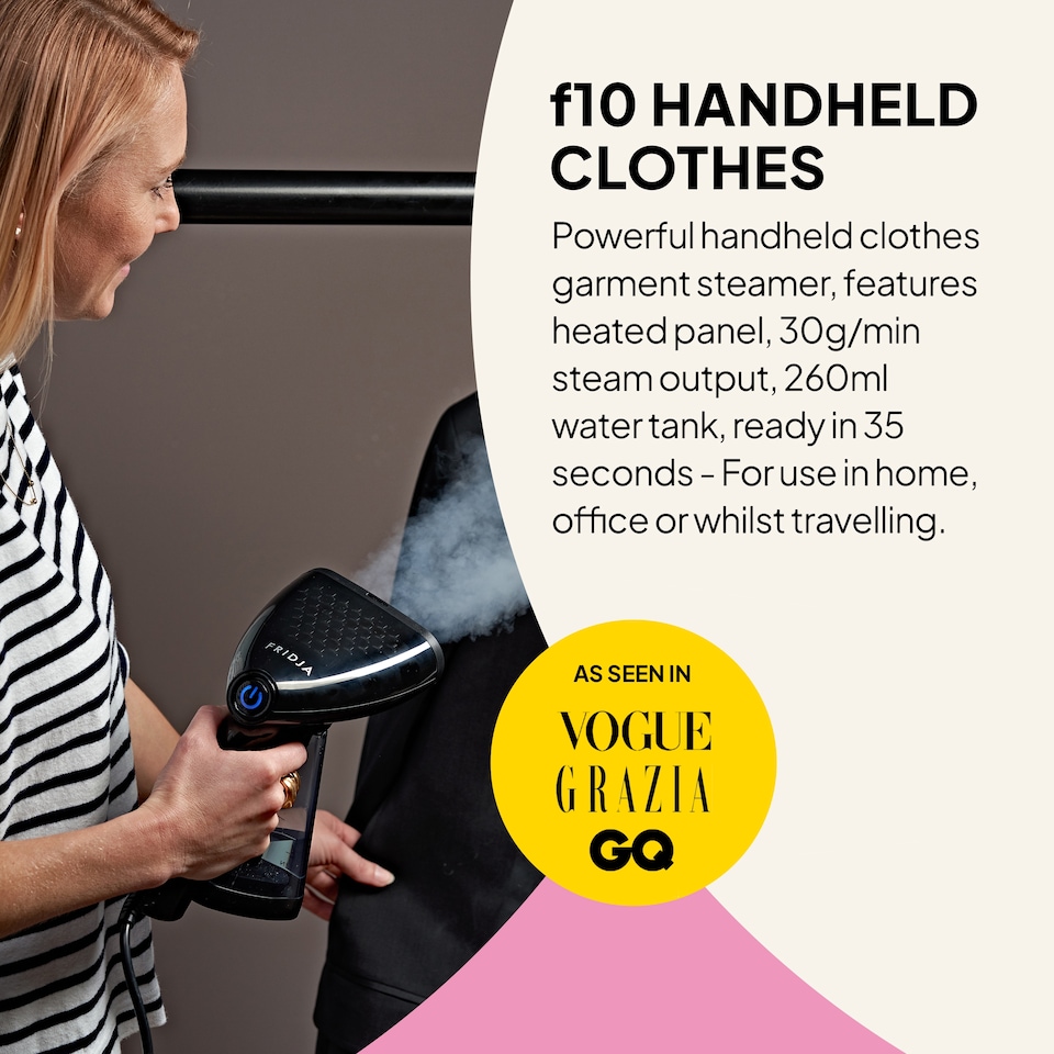 image 1 of Fridja F10 Handheld Clothes Steamer 1500W Portable Travel Size