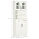 image 5 of HOMCOM Kitchen Cupboard, Freestanding Storage Cabinet with 2 Adjustable Shelves, 2 Drawers and Open Counter for Living Room, Dining Room, 168cm, White